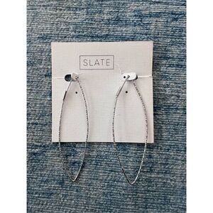 Slate Twisted Silver Tone Dangle Earrings